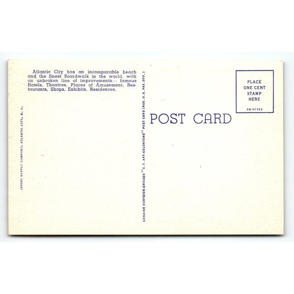 Vintage Atlantic City NJ Beach Scene Linen Postcard by Curt Teich - Picture 2 of 2